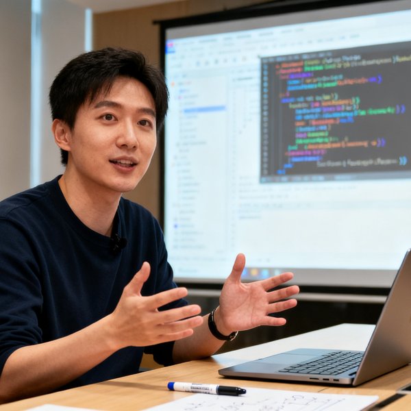 爱游戏CTO李思雨在代码评审会议中自信讲解